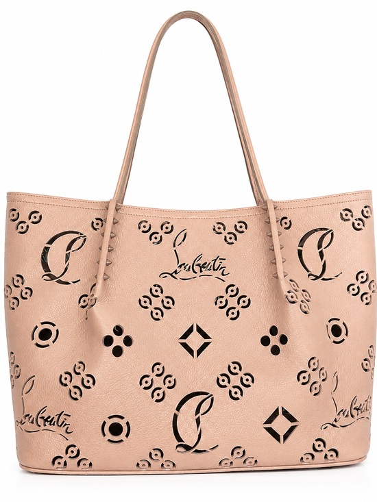 Christian Louboutin Handbags - Christian Louboutin Cabarock Loubinthesky Large Leather Tote Leche Taupe Spiked